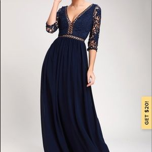 Lulus Avalynn navy lace maxi dress so small